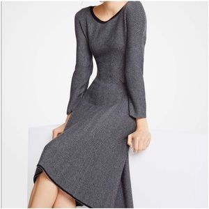Ann Taylor Herringbone Flounce Sweater Dress, Small